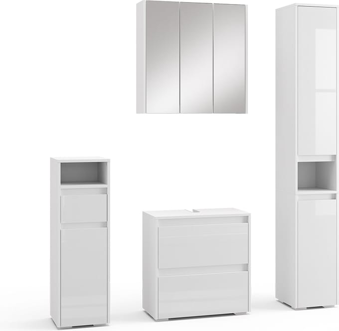 Vicco Badkamermeubelset Majest, Wit Hoogglans, 4-delig