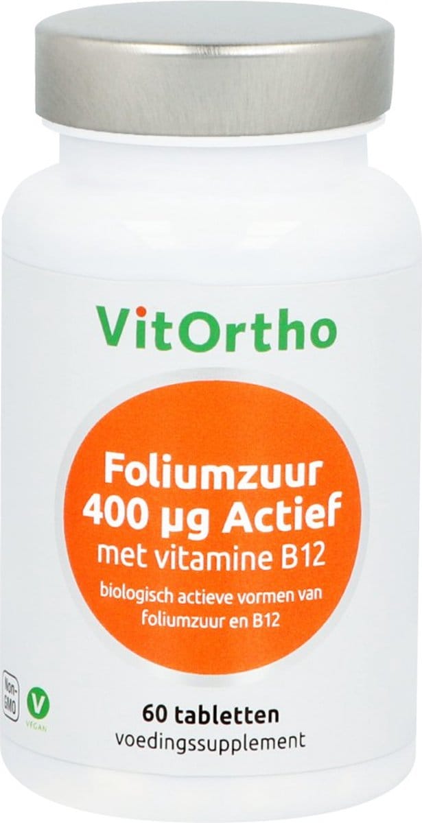 VitOrtho Foliumzuur 400 mcg Actief met Vitamine B12 (60 tabs)