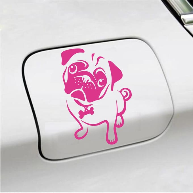 Bumpersticker - Hond - 15 X 10 - Roze
