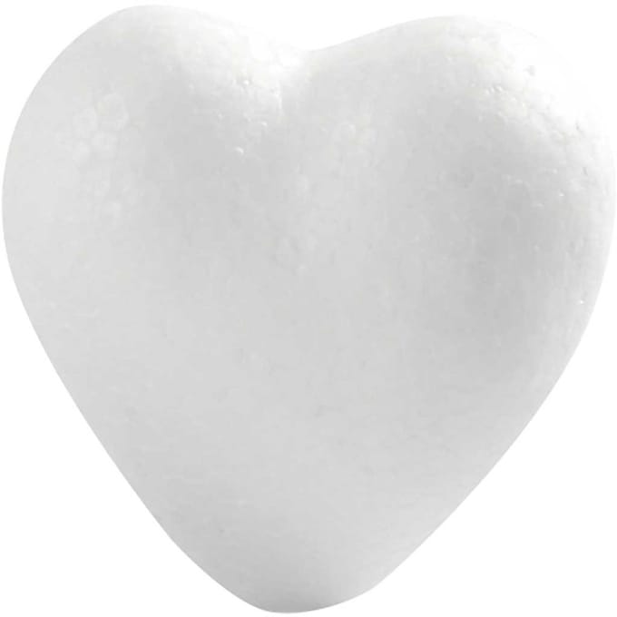 Harten, H: 6 cm, D: 3 cm, B: 6 cm, wit, 50 stuk/ 1 doos