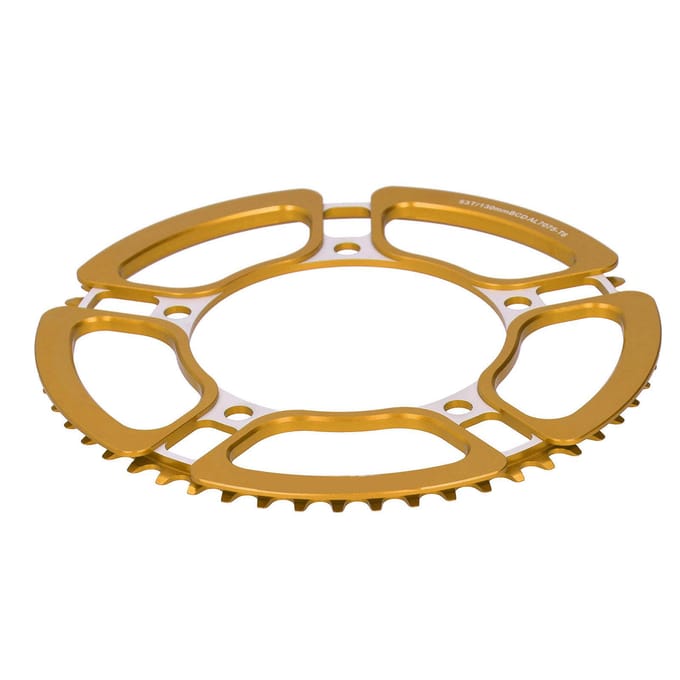 Pédalier de vélo MEIJUN 130MMBCD Vitesse Unique 53T Creux Accessoire de Conversion de Vélo or