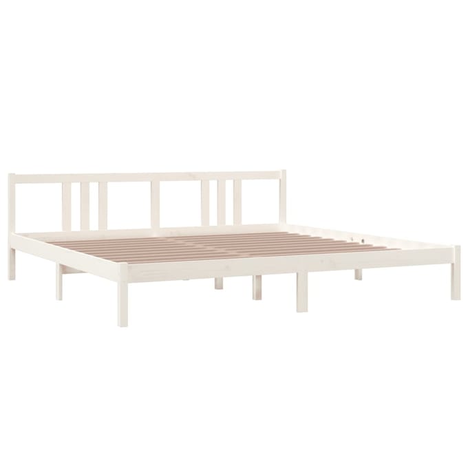 vidaXL - Bedframe - massief - hout - wit - 200x200 - cm
