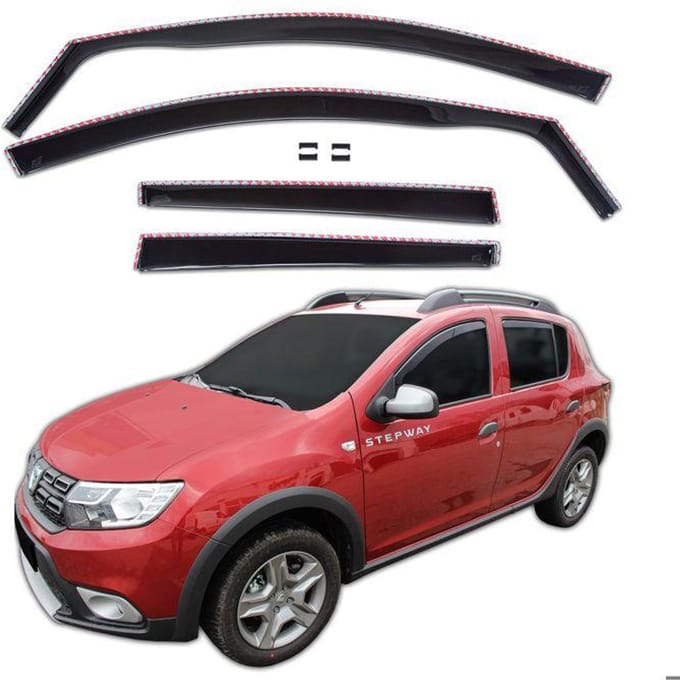 Wind deflectors - SCOUTT - Dacia Sandero/Stepway 2012-2020 - Getint - Versterkt acryl - Eenvoudige installatie