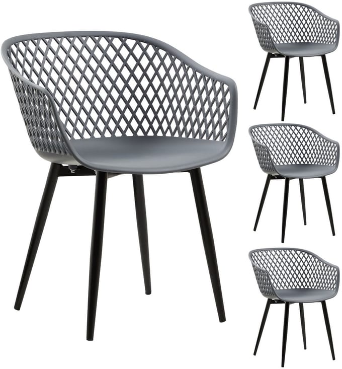 Tuinstoelen MADEIRA in een set van 4 - antraciet/zwart