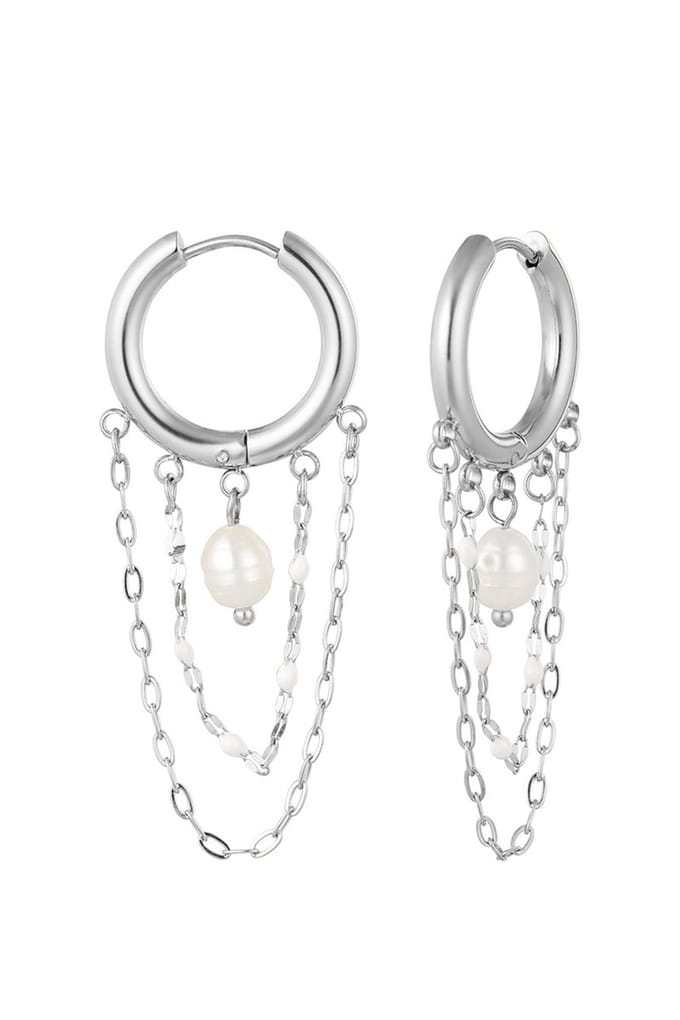 Bijoutheek Oorhangers Parel Ketting Zilver