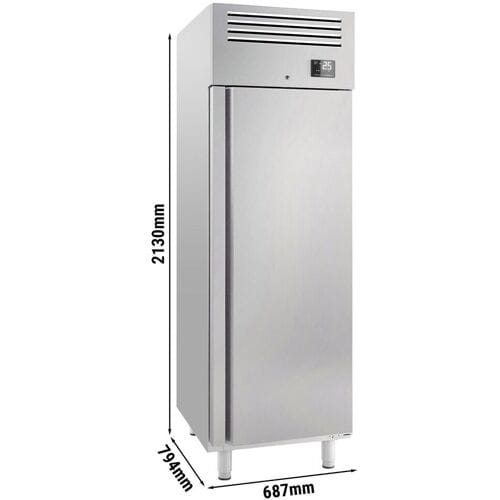GGM Gastro Koelkast RVS PREMIUM PLUS - GN 2/1 - 687mm - 560liter - tot +8°C - met 1 deur - geforceerde koeling, LED‑verlichting & slot