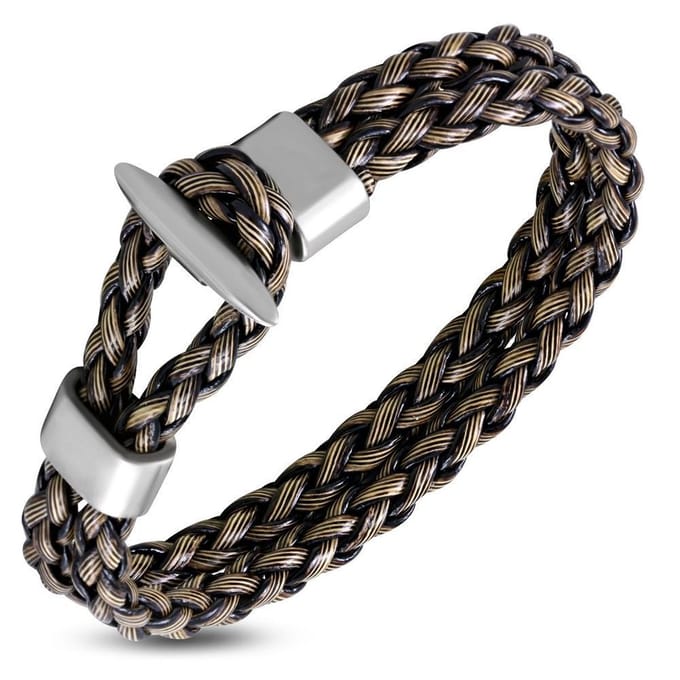 Amanto Armband Farrel E - Leer - 316L Staal - Anker - 10mm - 21cm