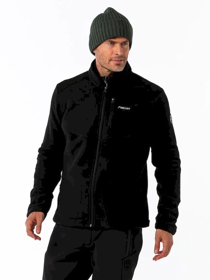 Falcon, robby men fleece fullzip, Black, Maat S