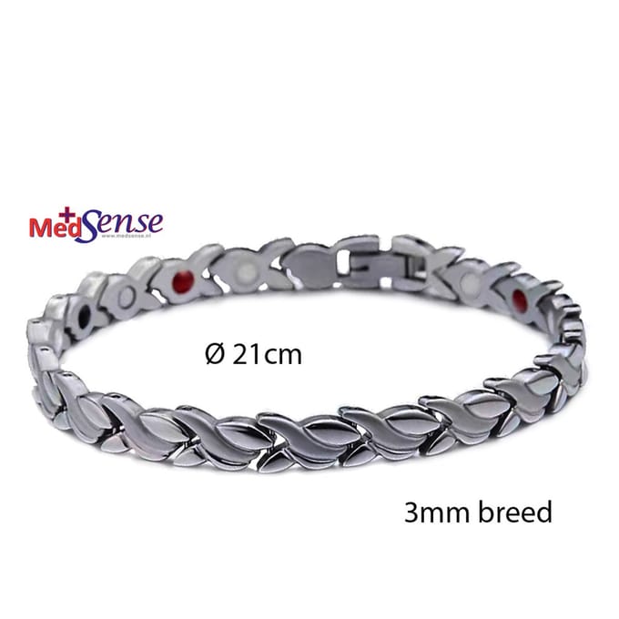 Energetic armband  zilver rvs, bewerkt