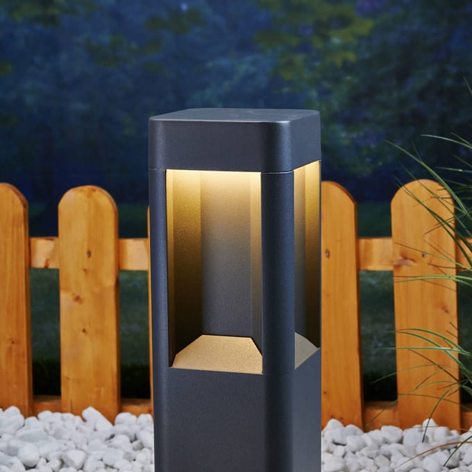 Lucande LED sokkellamp Annika, antraciet, metaal, 50 cm