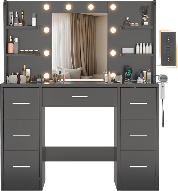 Kaptafel met Spiegel en Verlichting - Make-up Tafel - Make-up tafel - Praktisch