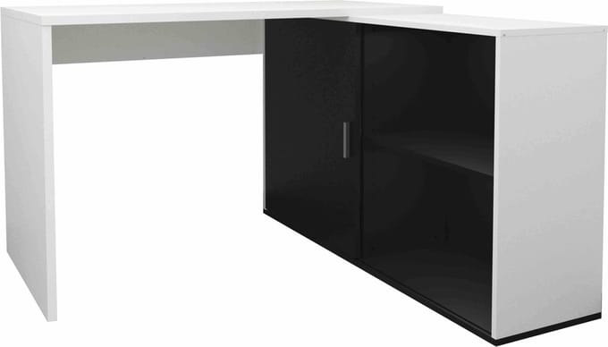 Bureau Rafael Wit - Zwart - 118x124,5cm - Hoekbureau - Met opbergruimte - Hoogte 75 cm