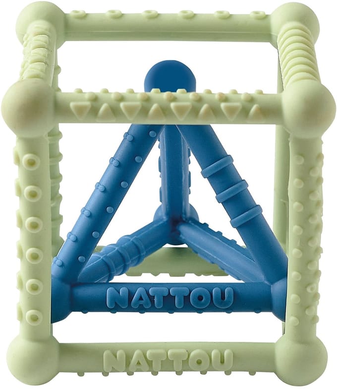 Nattou Kubus Speelgoed Silicone - Groen - 10 cm