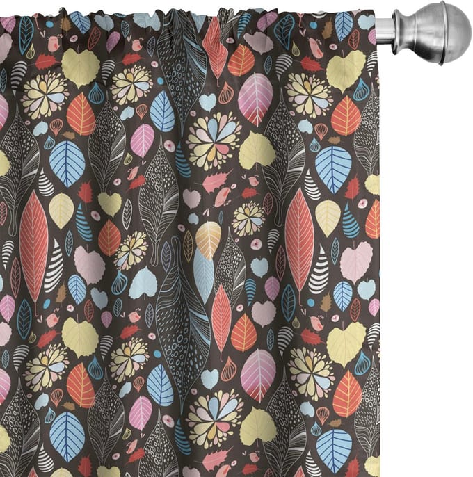 ABAKUHAUS Bladeren Gardijnen – 2x75x175 cm – Multicolor