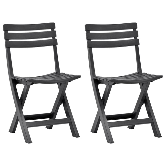 vidaXL - Opklapbare - stoelen, - 2 - stuks, - kunststof, - antraciet