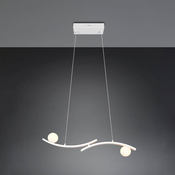 Trio Lighting LED hanglamp Napoli, mat wit, lengte 82 cm, metaal, CCT