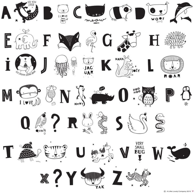 A Little Lovely Company -  Lightbox letterset ABC zwart