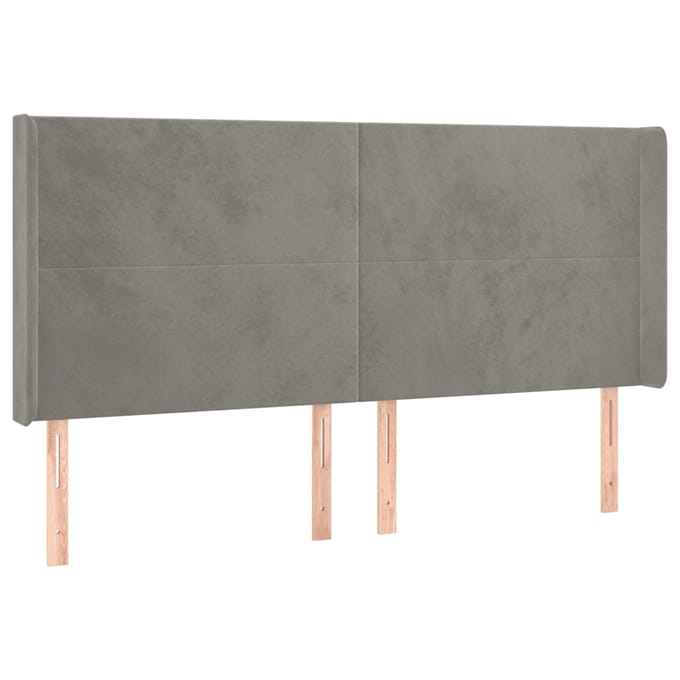 vidaXL - Hoofdbord - LED - 203x16x118/128 - cm - fluweel - lichtgrijs