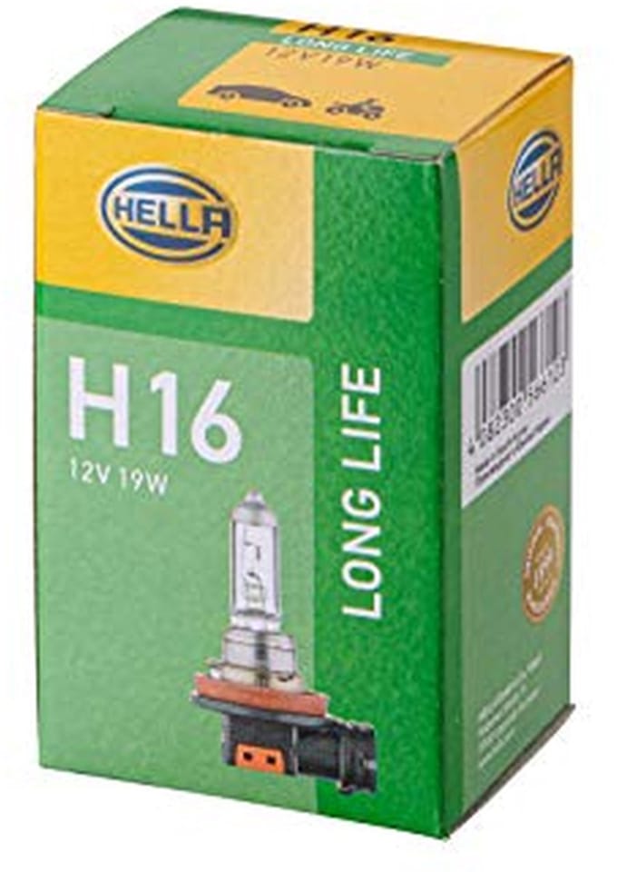 Gloeilamp H16 Long Life - 12V 19W met PGJ19-3 Grondplaat - 1 Stuk