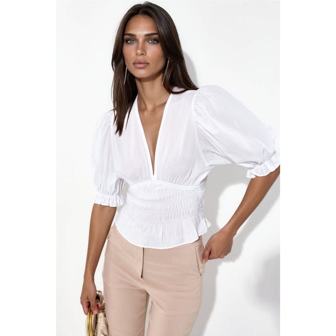 Getailleerde Chiffon V-hals Blouse