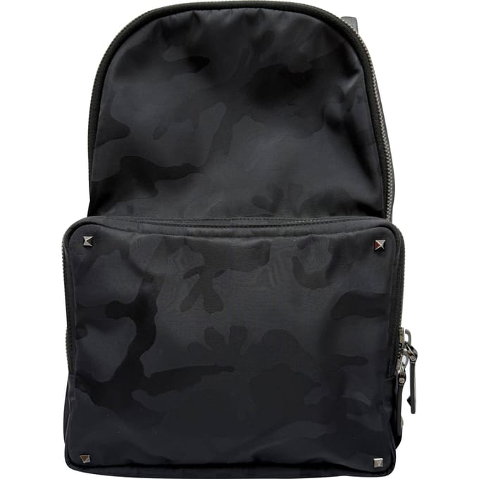 Valentino Camouflage Jacquard Rugzak In Zwarte Nylon