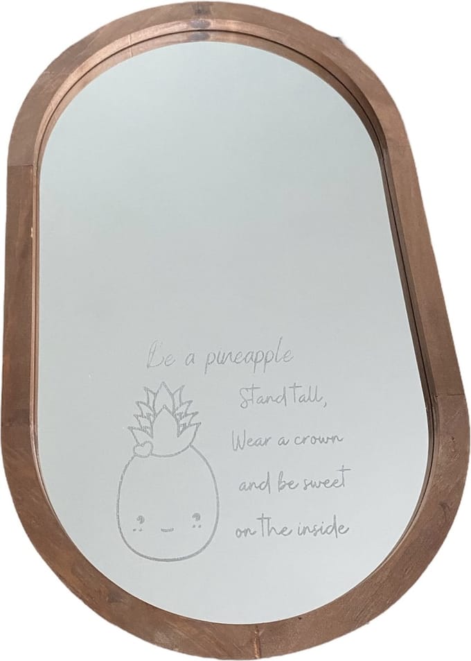 spiegel | gegrafeerd | handmade | uniek | houten rand |