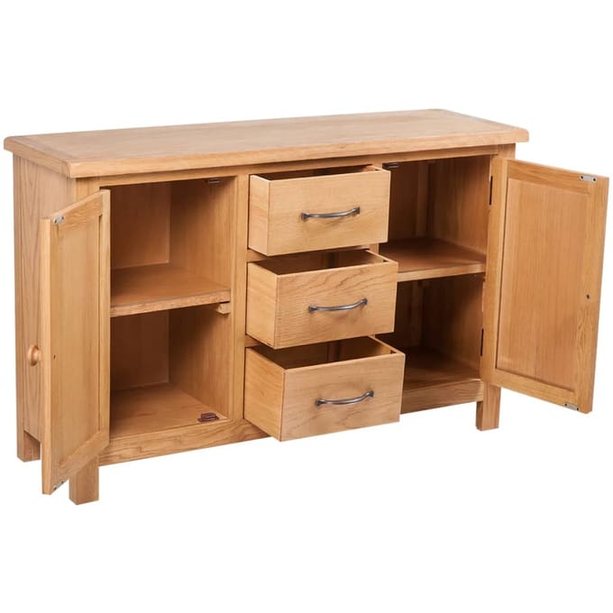 vidaXL - Dressoir - met - 3 - lades - 110x33,5x70 - cm - massief - eikenhout