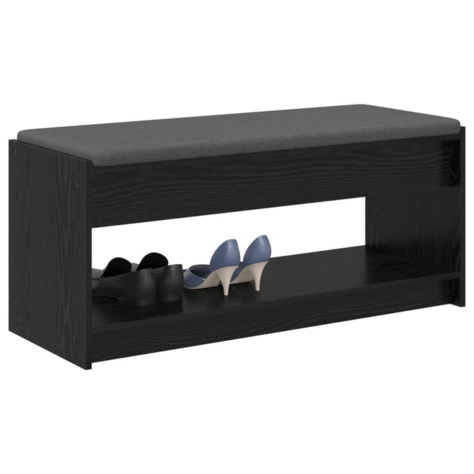 vidaXL - Hallenbank - Zwarte - Eik - 103 - x - 38 - x - 45 - cm - Geengineerd - Hout - en - Stof