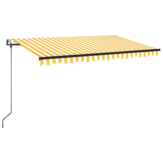 vidaXL - Uitschuifbare - luifel - Geel - en - Wit - 400 - × - 350 - cm - Polyester