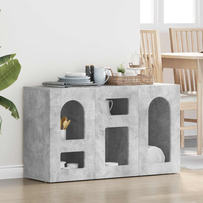 vidaXL - Dressoir - ELST - Beton - Grijs - 100 - x - 35 - x - 59 - cm - Bewerkt - hout