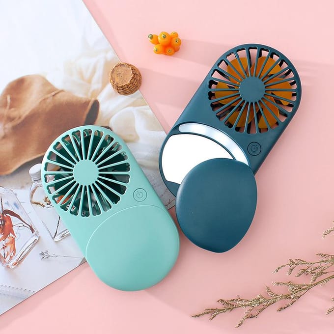 Draagbare Ventilator USB Oplaadbare Handventilatoren Voor Vrouwen Drie Windsnelheden En Nachtlampje Reis Make-up Mini Ventilator gray