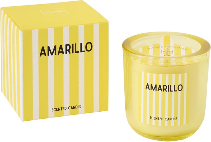 J-Line geurkaars Amarillo - Citrus Sense - polyresin - was/geel - small