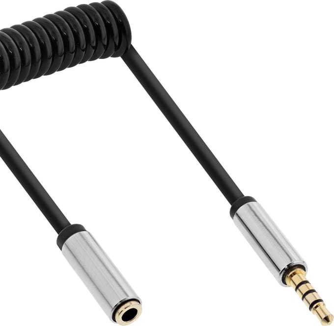 Premium 3,5mm Jack 4-polig audio spiraal verlengkabel - 2 meter