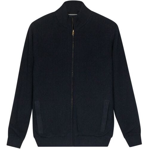 Baileys Vest Lined Cardigan Zip Vertical Texture Navy / male