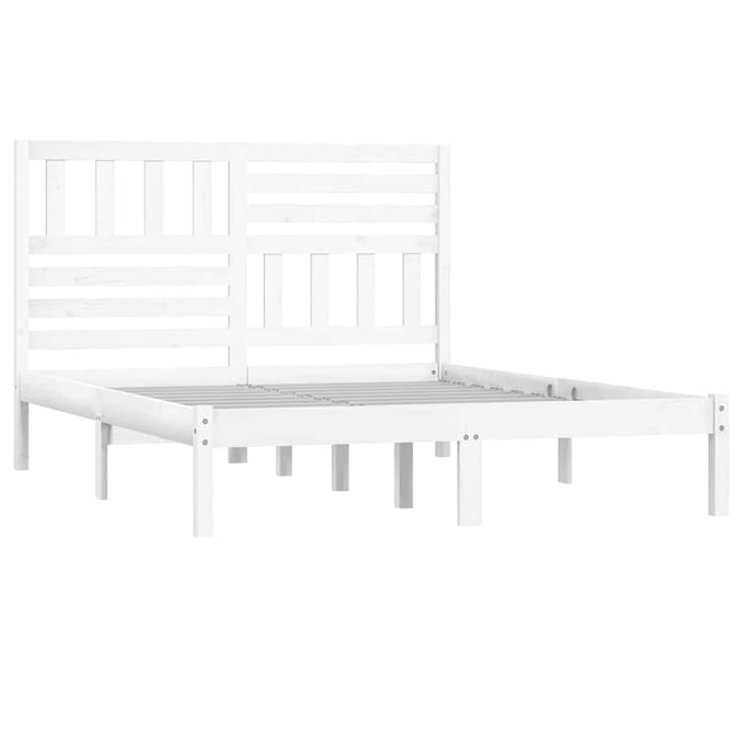 vidaXL - Bedframe - massief - grenenhout - wit - 140x200 - cm