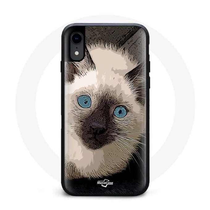 Iphone XR hoesje Siamese kat met blauwe ogen
