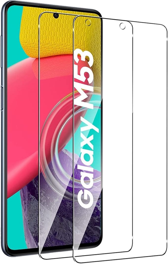 Screenprotector Geschikt voor Samsung Galaxy M53 screenprotector Beschermglas Screenprotector Geschikt voor Samsung Galaxy M53 screen protector glas - Screenprotector Geschikt voor Samsung Galaxy M53 - 2 stuks