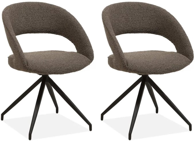 MX Sofa - Draaibare Eetkamerstoel Yara - Mouse (set van 2 stuks)
