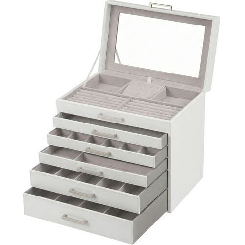 Ochama JOYFURNOS 6-Laags Grote Sieraden Organizer met Grote Spiegel, Wit
