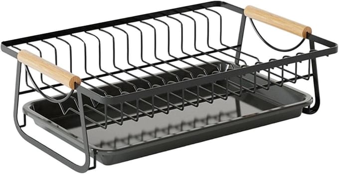 Afdruiprek Groot - Keuken Organizer - Vaat Drogen - Roestbestendige Constructie - 41x30x13 cm - Zwart