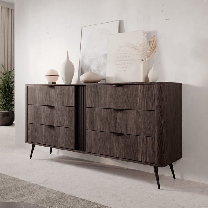 Meubella - Victoria - Ladekast - Donker eiken - 163x38x81 cm