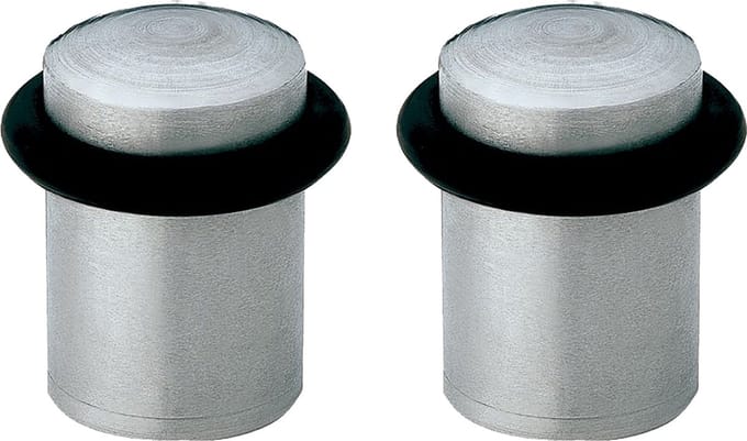 AMIG Deurstopper/deurbuffer - 2x - D20mm - inclusief schroeven - mat rvs