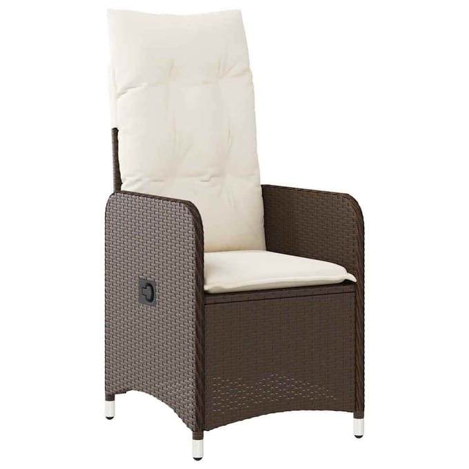 vidaXL - 9-delige - Bistroset - met - kussens - poly - rattan - bruin