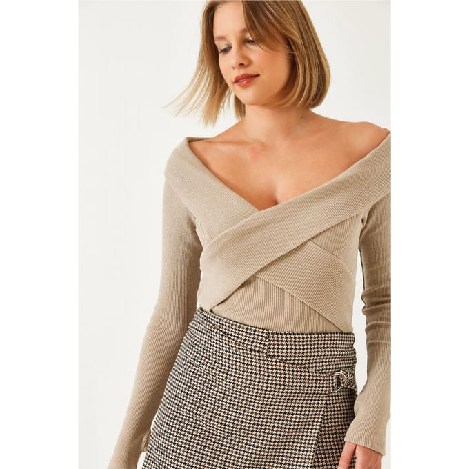 Strapless Geribbelde Textuur Blouse