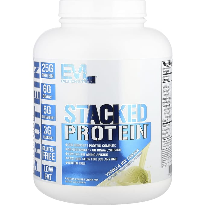 EVLution Nutrition, Stacked Protein, Vanille-ijs Smaak, 5 lb (2.268 kg)