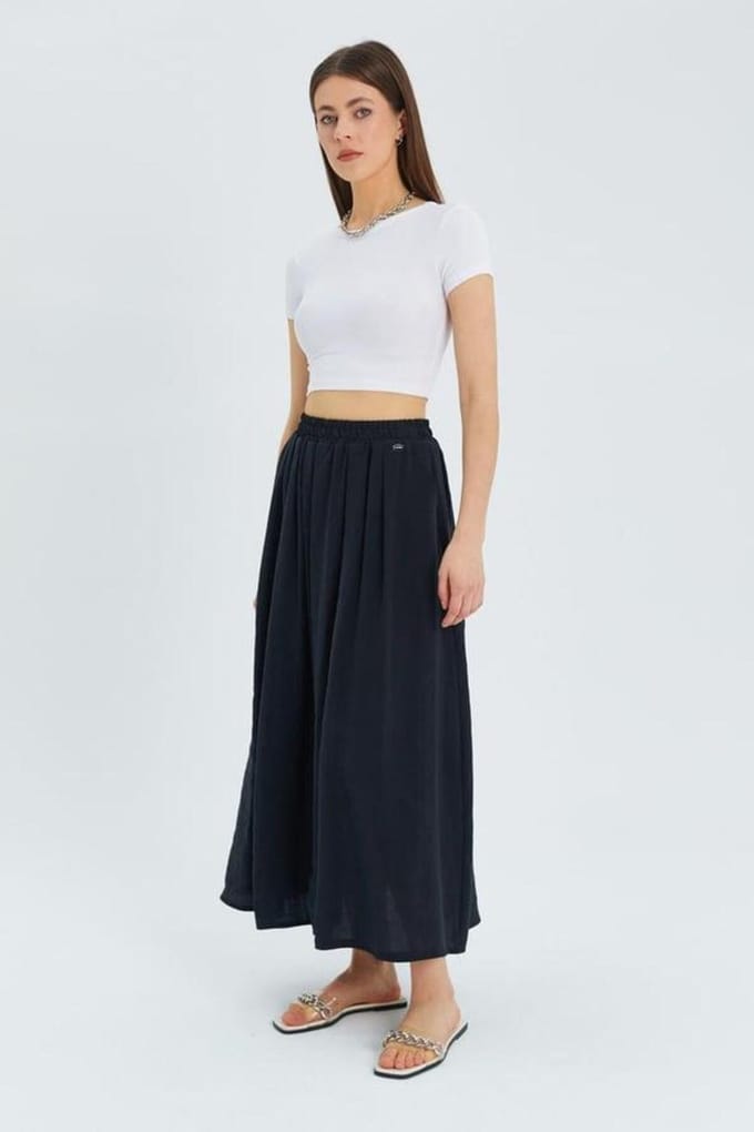 Hoge Taille Lange Rok met Zakken