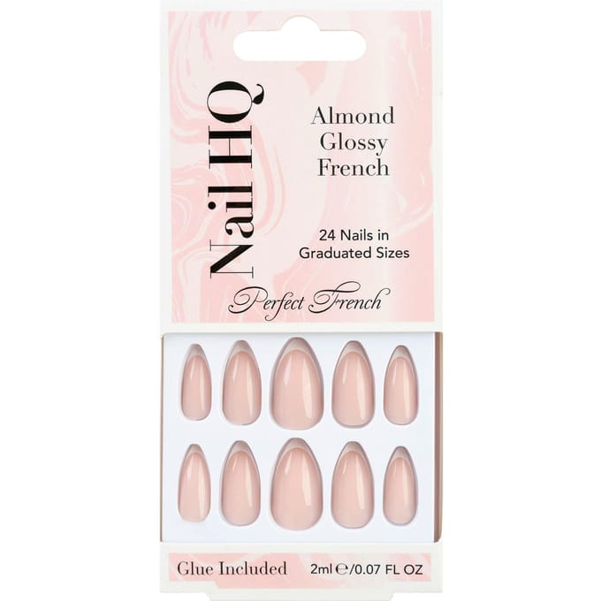 Nail HQ Almond Glossy French Nails 24 st
