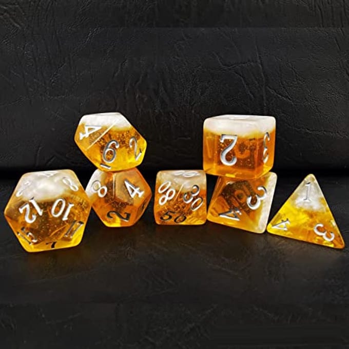 Polyhedral D&D Dobbelstenen Set van 7 Stuks met Bier Thema