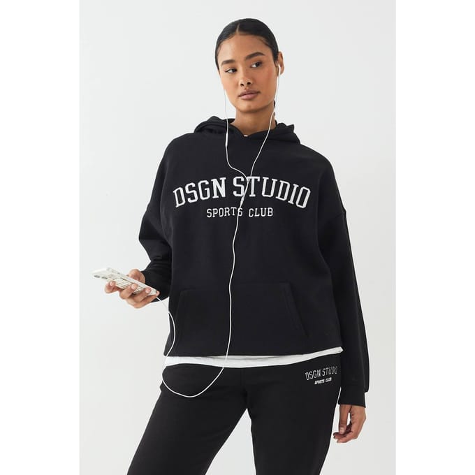 Dames DSGN Studio Applique Oversized Hoodie | Zwart | Maat: Medium