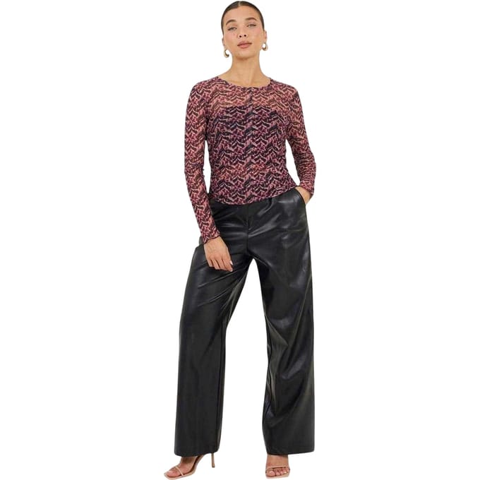 Brave Soul Dames/Dames Abstract Mesh Slim Top (Roze/Zwaar)